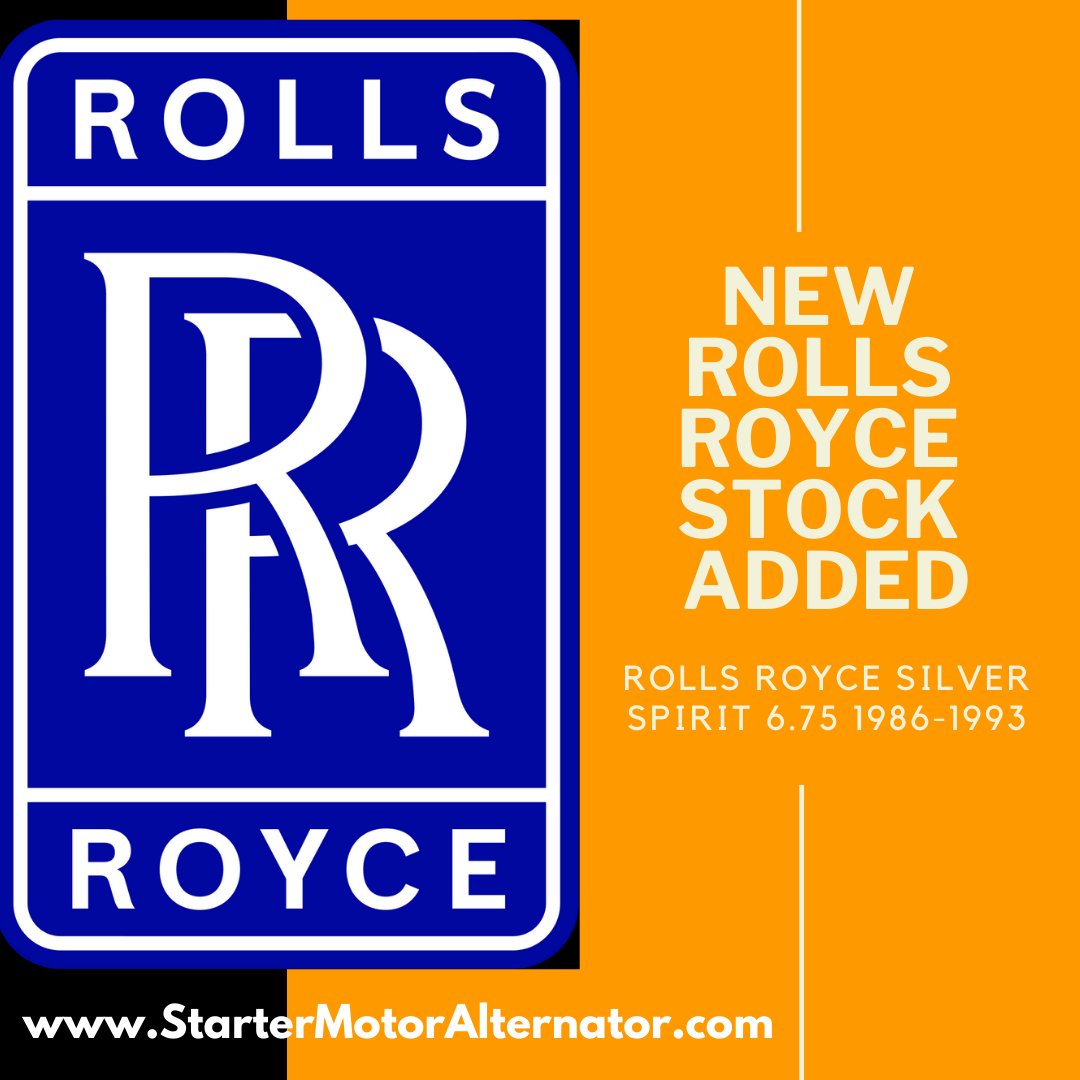 StartAlternator's tweet photo. 🚨NEW ROLLS ROYCE STOCK ADDED🚨

Starter Motor: XIX1424
Fits: Rolls Royce Silver Spirit 1986-1993
🛒 Available here: https://t.co/UTMCBnObES

🌎 International Shipping

🛠️ All our new and remanufactured parts come with a 2 Year Warranty. 
#rollsroyce #startermotor https://t.co/l6ZqBHnium