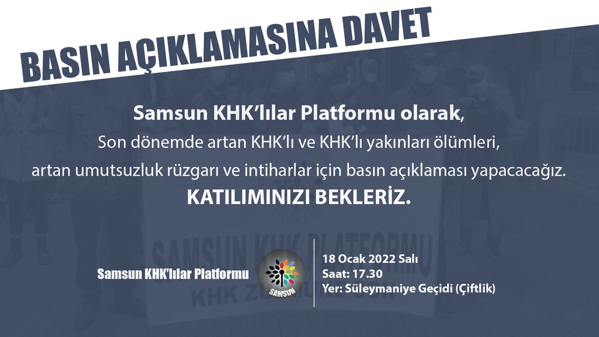 Samsun'daki tüm hakkı arayanlar davetlidir.
Çocuklar uyurken susulur ölürken değil... 
#BahadırlarYaşasın