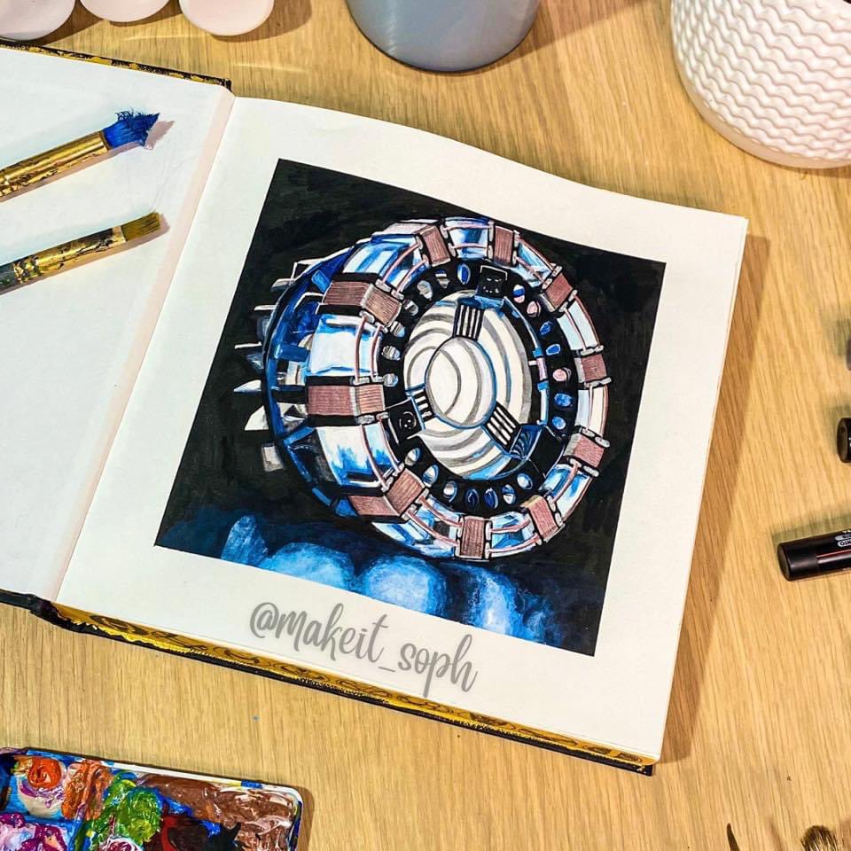 #Marvel Sketchbook Challenge - A is for Arc Reactor!💥 #acrylicpainting #sketch #ArtistOnTwitter #Art