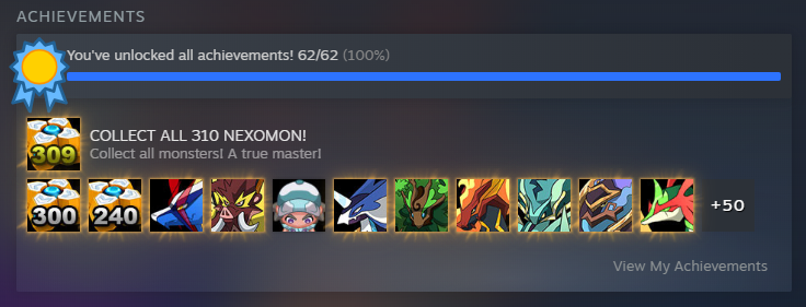javosixtyfour's tweet photo. Completed Game: Nexomon
Achievements: 62
Current Hours Played: 81.6

The first installment in the series is super charming and adorable but has balancing issues. For someone looking for a Pokemon-style game or fun and decently easy completion, this game is for you. https://t.co/KSVntxbow3