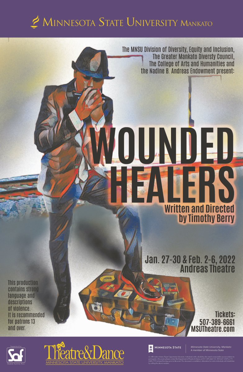 Consider attending this powerful performance: Wounded Healers, written and directed by alumni and former College of Education faculty member, Dr. Timothy Berry. Multiple performances from which to select: mnsu.universitytickets.com/w/event.aspx?S…