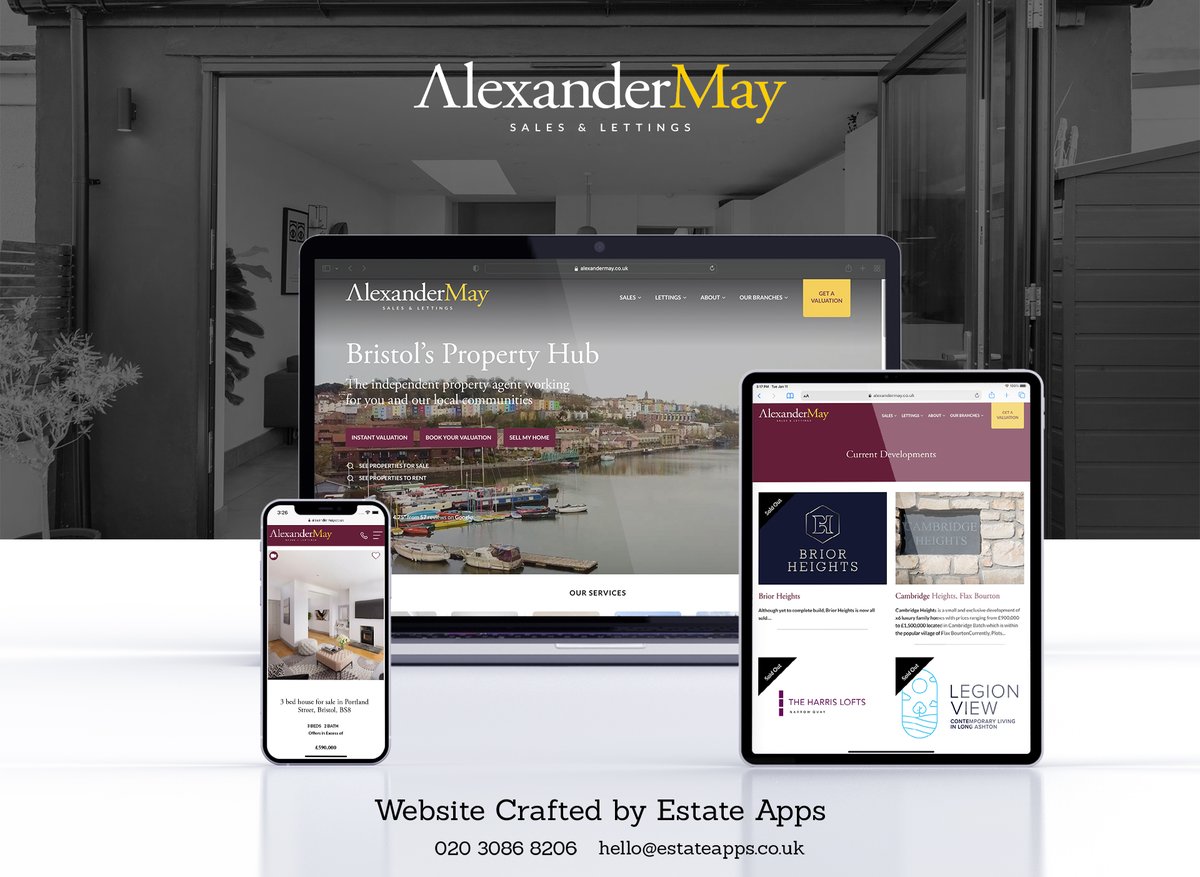 EstateAppsUK's tweet photo. The fantastic website for Alexander May Sales &amp; Lettings was a custom design project, with some amazing features, animations and graphics included!

@bristolagents 

#estateagentsuk #lettingagentsuk #webdesign #propertywebsitedesign #appdesign https://t.co/wh37rgzfbZ