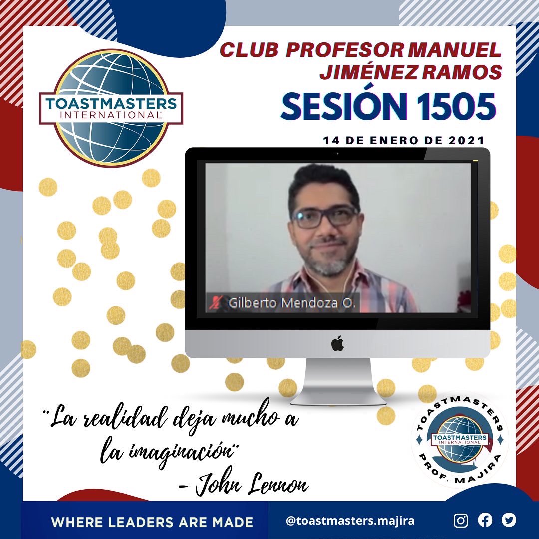 El viernes 14 de enero se llevó a cabo la sesión No. 1505, una sesión estelar conducida por Abril Danaé Torrentera Mendoza y en la dirección de #Tabletopics: Luis Ángel López García. Dos colosos miembros de nuestro club, ¡La juventud se hizo presente en esta noche de viernes!✨