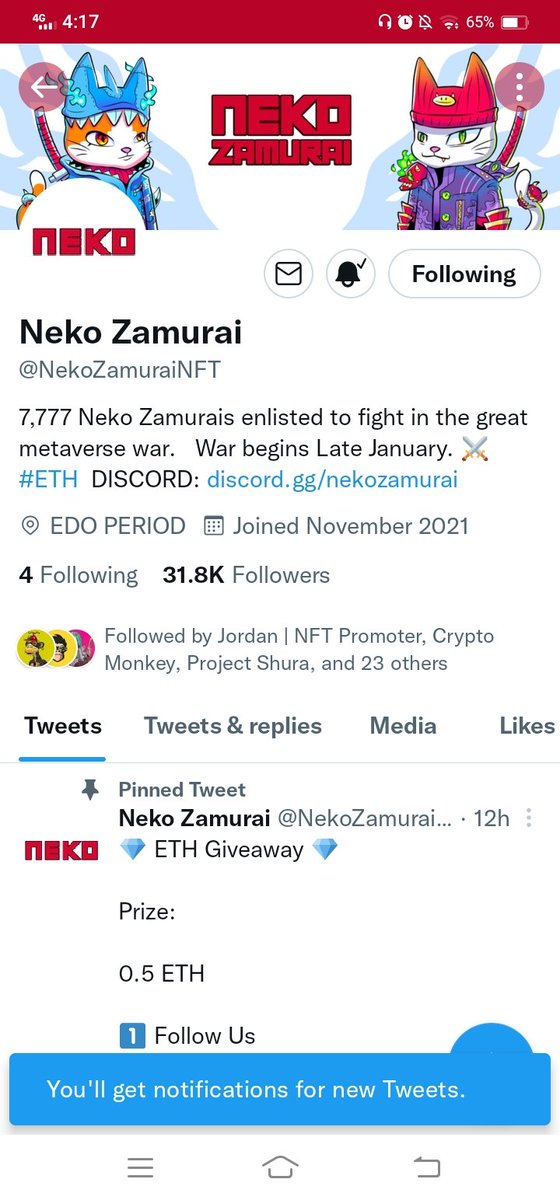 pauvcxs's tweet photo. @GiveAwayHost @NekoZamuraiNFT Done https://t.co/PTFARSlTLD
