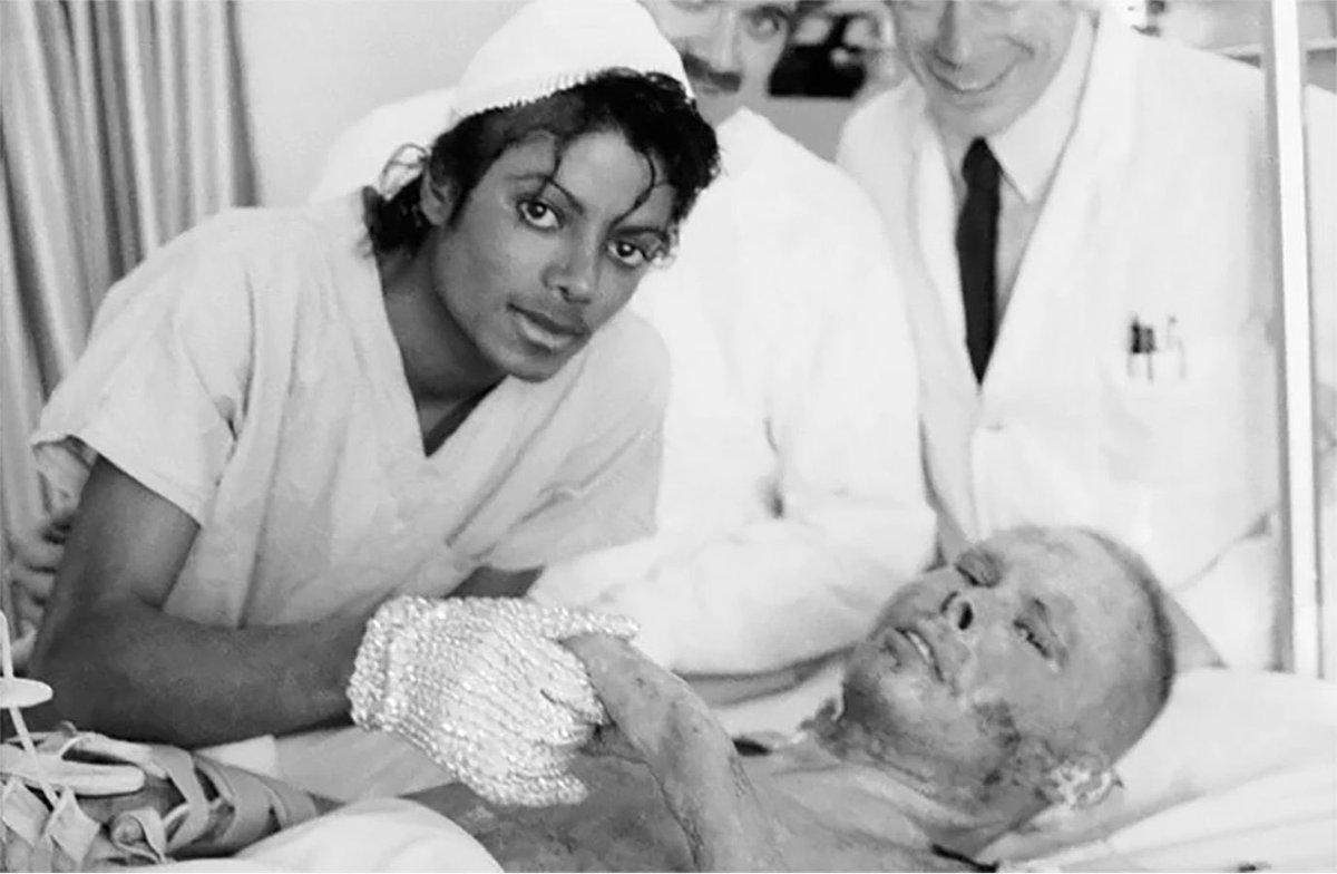 1984: During his recovery from suffering burns from a Pepsi commercial accident, Michael Jackson visited several burn patients and donated money to develops the Michael Jackson burn center.