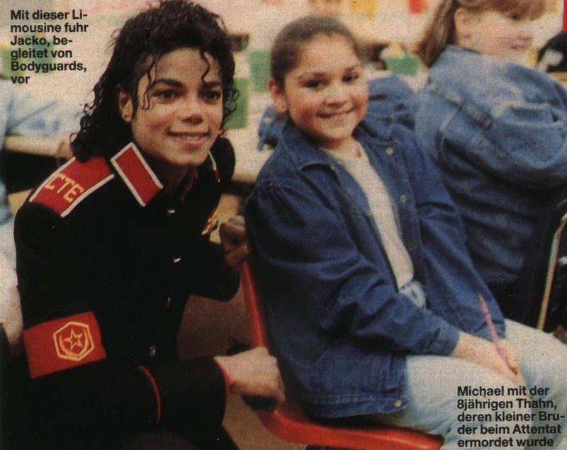 Michael Jackson visited Cleveland Elementary School where 5 students were killed during a shooting on the playground.