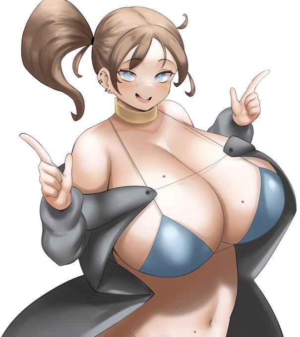 診断メーカーから茶髪サイドテールで水色の瞳した首輪をつけた女の子楽描き 