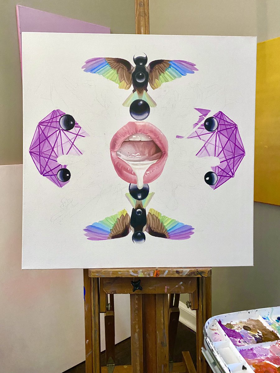 Psykiss3's tweet photo. Newest painting in the works! So stoked with how she’s coming along. Channeling some sort of wild energy in here lol 

30x30 oil on canvas 

#oilpainting #painting #surrealart #hyperrealisticart #painting #visionary https://t.co/a94yKINsrx