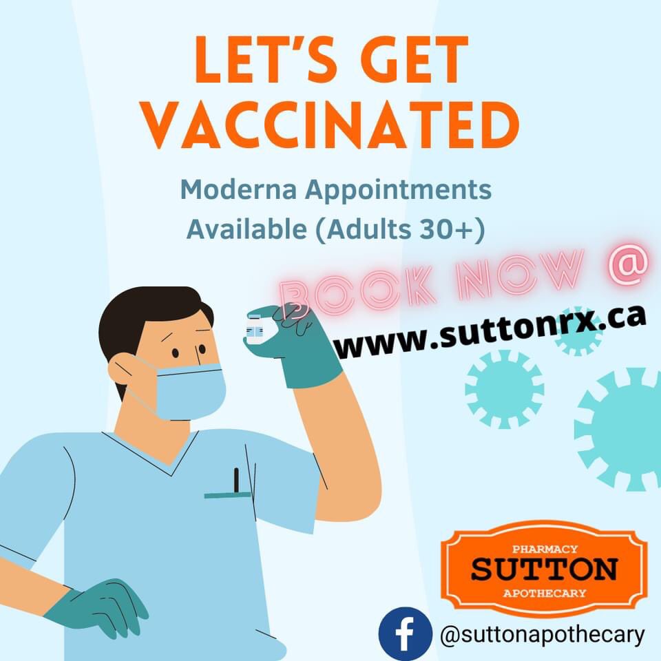 Go to suttonrx.ca to book appointments for this week !!