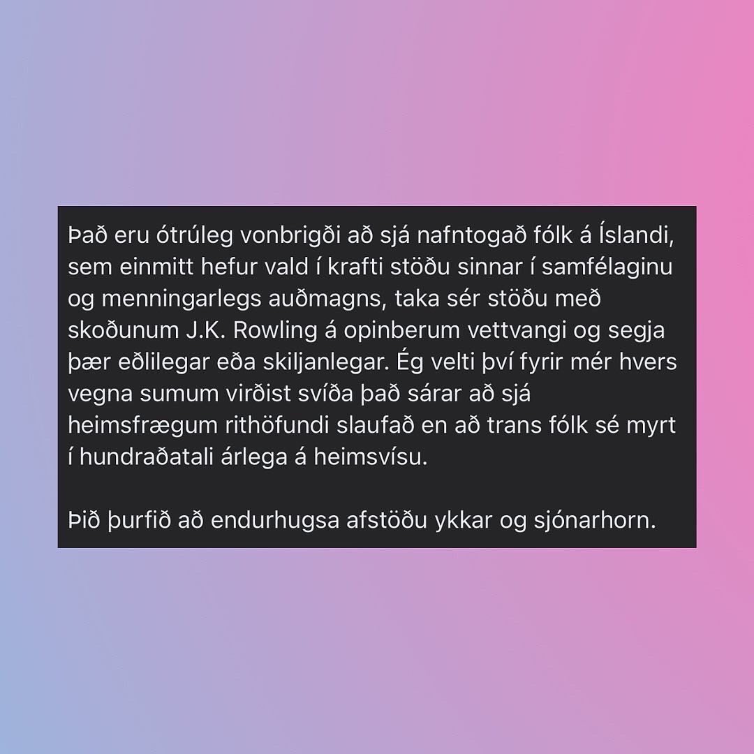 Stöndum sterk saman gegn transfóbíu í íslenskri umræðu.