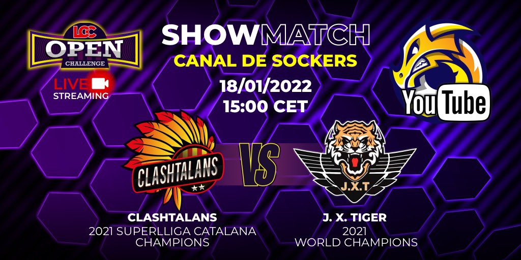 LCC OPEN CHALLENGE ⭐️Showmatch⭐️
<a href="/Clashtalans/">ClashTalans</a> Superlliga Champions 2021
Vs
<a href="/JXT_coc/">J.X.Tiger</a> World champions 2021
<a href="/Sockers_/">Sockers SU</a> streamer 🚀