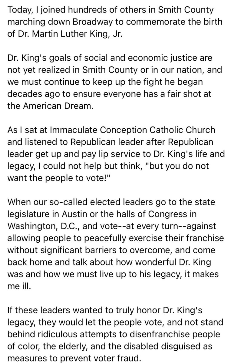 Hank4Texas's tweet photo. Earlier today, I posted this message about #MLKDay on my Facebook page and wanted to share it with you here on Twitter. https://t.co/YL8Fs5Ufep