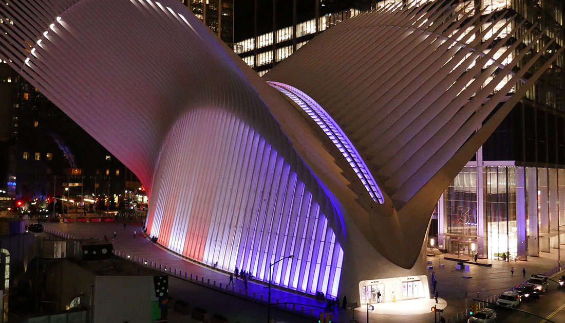 _WTCOfficial's tweet photo. The #OculusLights are shining red, white, and blue tonight to honor Dr. Martin Luther King Jr.'s legacy.
#MLKDay #MLK #WorldTradeCenter https://t.co/OlyedAFodm