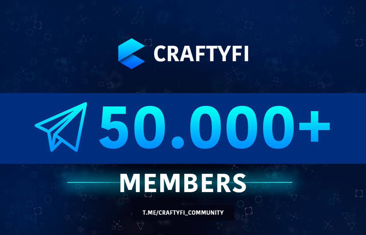 CraftyFi_Game's tweet photo. We are happy inform, now we have 50,000+ members in our telegram community!🚀

Stay up to date with CraftyFi!

Join now - https://t.co/UQII762B0z https://t.co/B0ELobu7vo