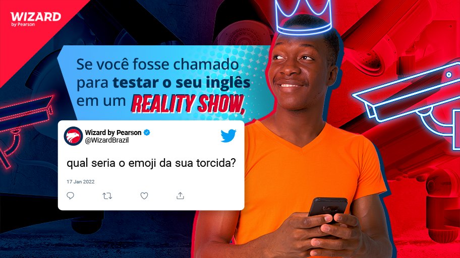 WizardBrazil's tweet photo. Sabemos que você é suuuperfã de reality shows, e nós também somos! 🤩
Por isso, estamos MUITO ANIMADOS para saber que emoji representaria a sua torcida na casa mais vigiada do Brasil! Conta pra gente? 👀🗣️🎥
#WizardByPearson #BBB22 https://t.co/gFgSKj5Tf8