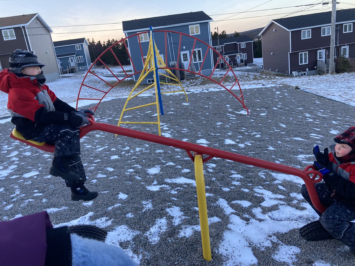 StephnJeffreyS's tweet photo. We used the seesaw to play a game with math/spelling. I would let the kids down a little each time they spelled something or did a math equation. Who says you can’t learn while having fun! Here are the boys doing it #learningwhileweplay #winterfun https://t.co/Q2rPqqkloz