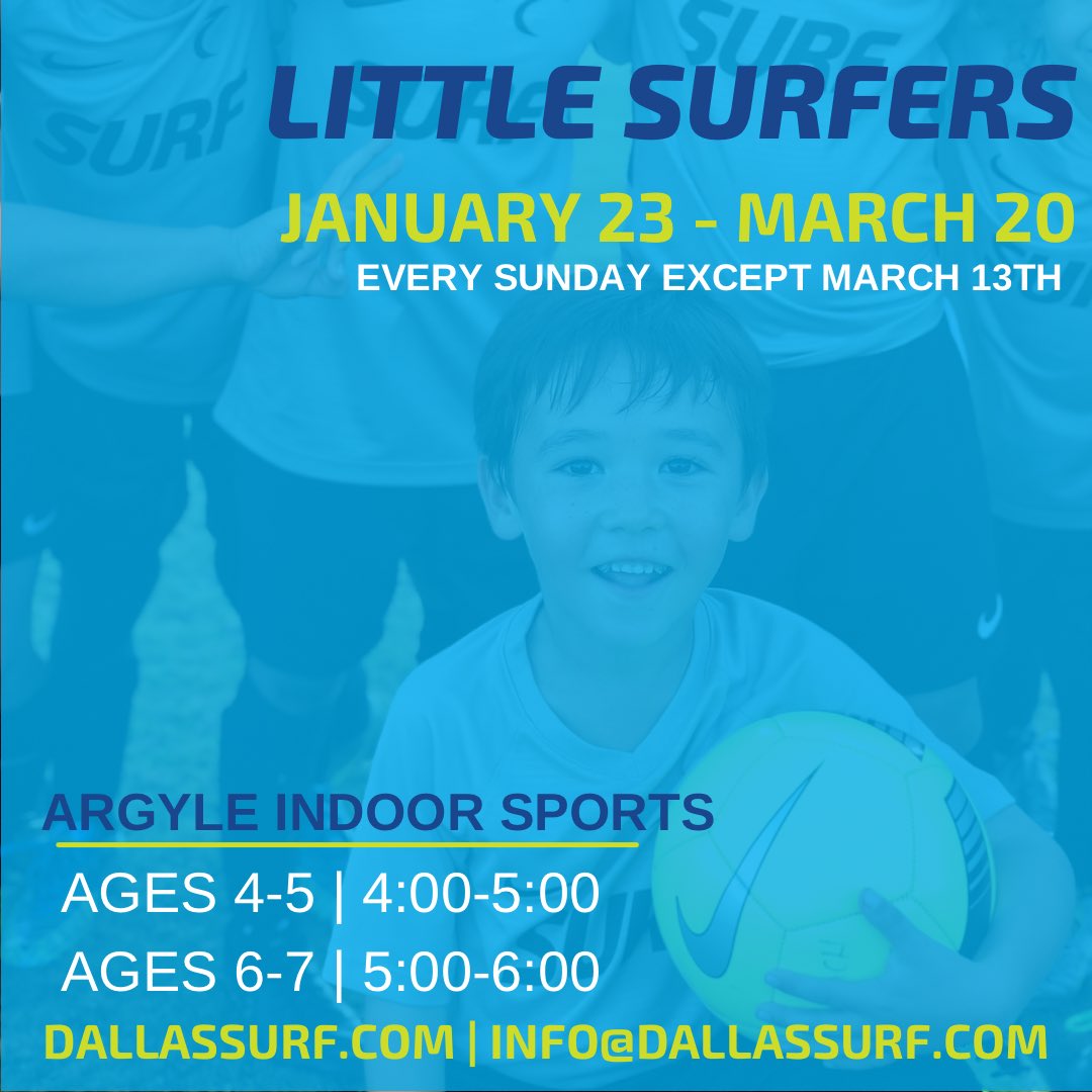 dallas_surf's tweet photo. LITTLE SURFERS - There is still time to signup for this program. Your soccer player will learn excellent foundational skills along with a love for soccer.  We achieve this with exemplary coaching and having a lot of fun!  Reach out today if you’d like to signup! #dallassurf https://t.co/KKz8JcTYor