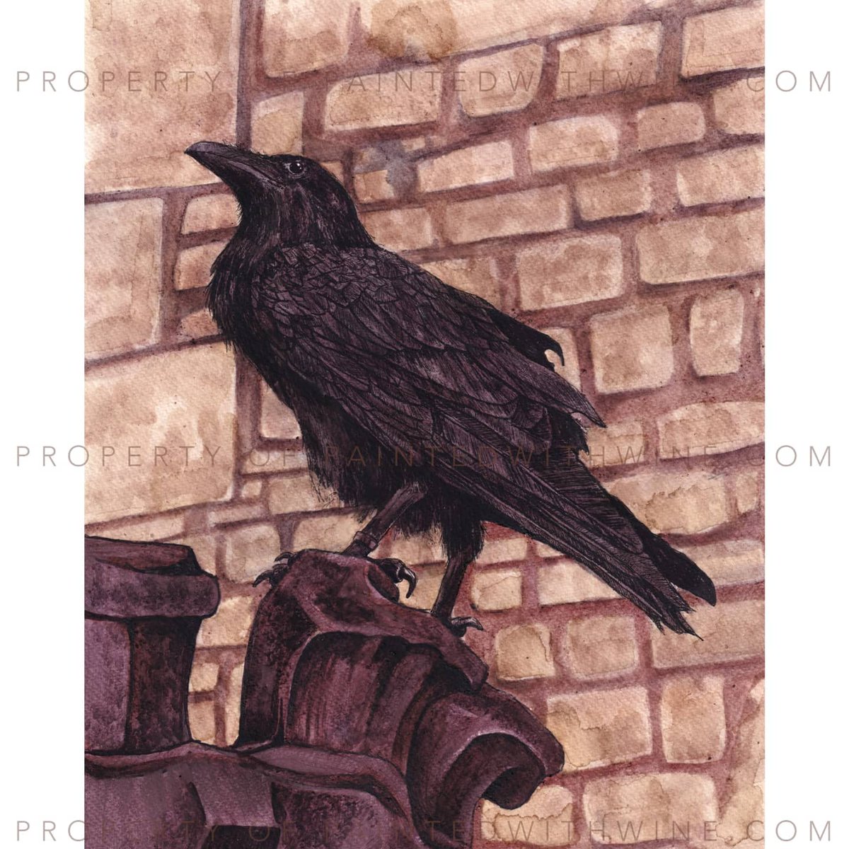 Proudlocka's tweet photo. Finished this #wine painting of a #Raven used wine and coffee for this piece! #CoffeeLovers #winelovers #art https://t.co/wSYjAGObJS
