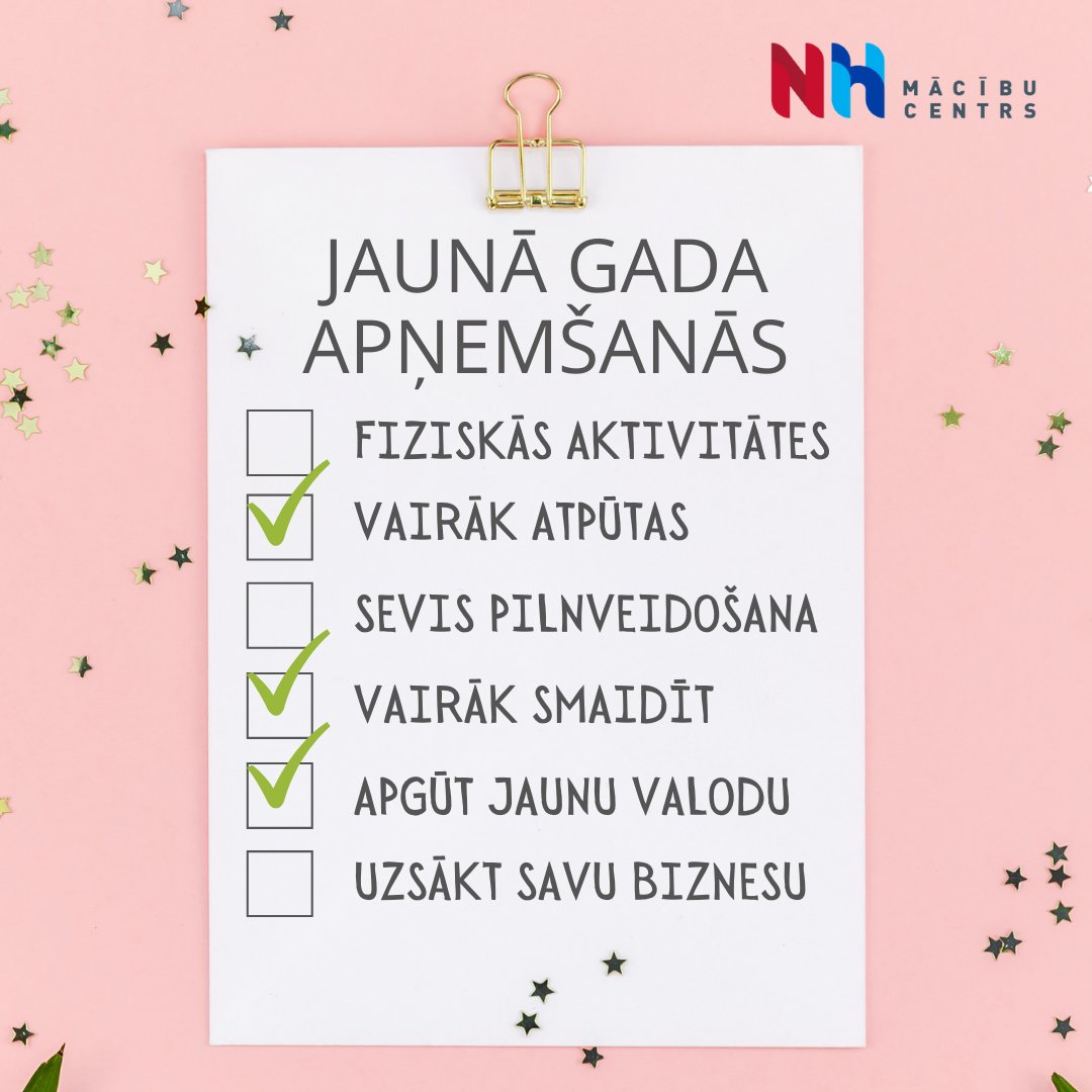 NHmacibucentrs's tweet photo. Kāda ir Tava šī gada apņemšanās? 🤔 Vairāk fiziskās aktivitātes vai sevis pilnveidošana? Varbūt šogad vispār apņēmies neko neapņemties?
Mēs, NH mācību centrā, esam apņēmušies būt uzcītīgāki un smaidīt vairāk! 😁 https://t.co/tvjxMXwdzo