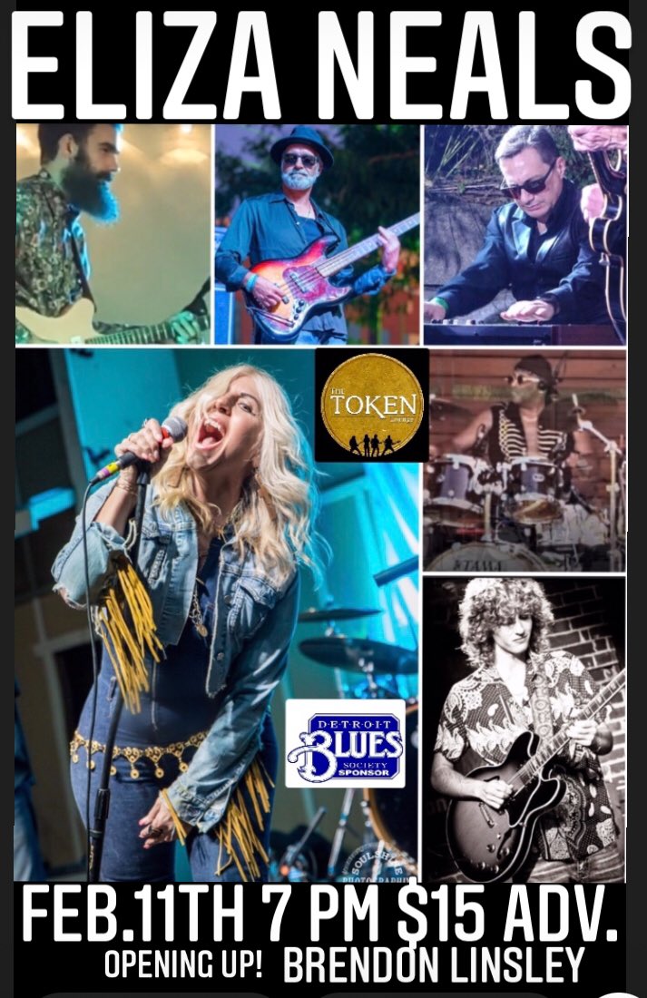 ElizaNealsRocks's tweet photo. NEXT #Detroit SHOW:
@TheTokenLounge FEB 11th Doors 7pm $15adv #MetroDetroit’s Longest Running ROCK Club the smokin token 🔥 WSG TBA & #BrendonLindsay opening + #FullBandShow 🎬 #MetroDetroit #Concert #MusicMonday #DetroitMusicScene #BluesHour #UnsignedHour #BluesRock ⭐️ https://t.co/cWFSscNsuD