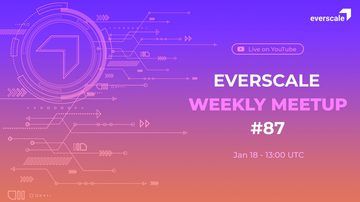 Everscale_net's tweet photo. 👋Dear friends! We would like to invite you to our weekly Everscale meetup #87 that will start on Jan 18 at 13:00 UTC.

🗓 Agenda: Tech updates, KWPC, Moonstake Presentation, Updates from the Academy and DeFi Alliance &amp; Ben’s Bits!

🔗 https://t.co/5cRujrJzCZ

#WeeklyMeetup https://t.co/vgQD7cQH8C