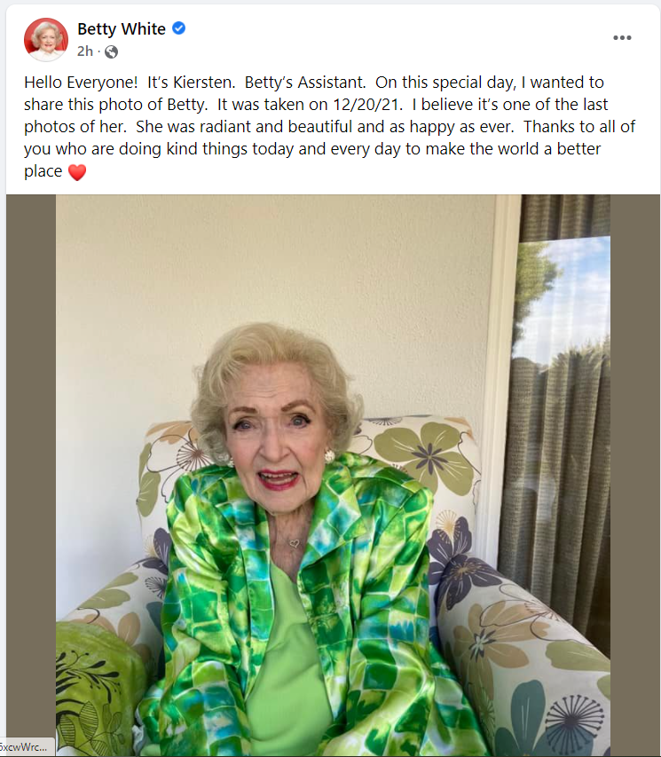 FurRSQ's tweet photo. From Betty White's FB: https://t.co/gSwssSZHGx