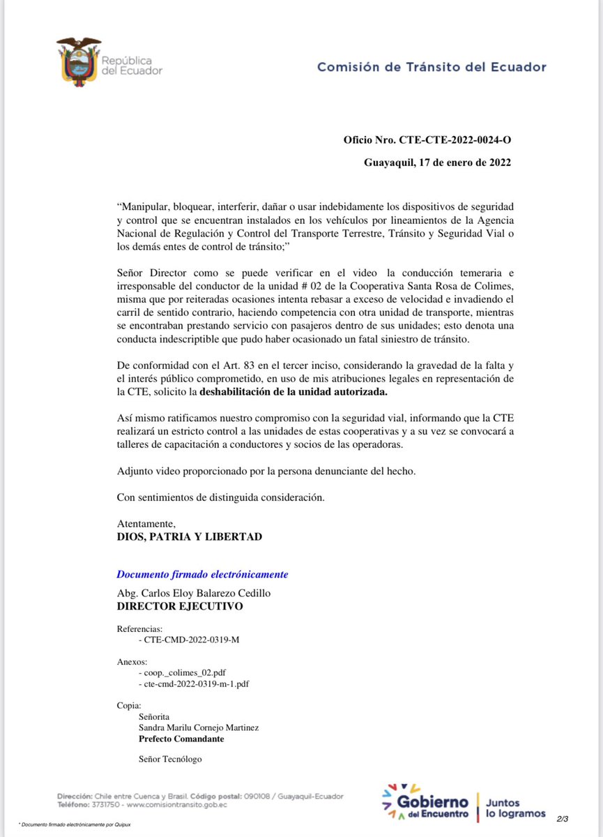 carloeloy's tweet photo. Los recursos de control son limitados cuando no existe una cultura vial. 

Los ecuatorianos no debemos permitir que se atente contra nuestra seguridad, y denunciar. 

He solicitado a @ANT_ECUADOR la #DESHABILITACIÓN de esta unidad.

¡Poner #Orden es necesario!

@acastropiedra https://t.co/yF09eGM1rR