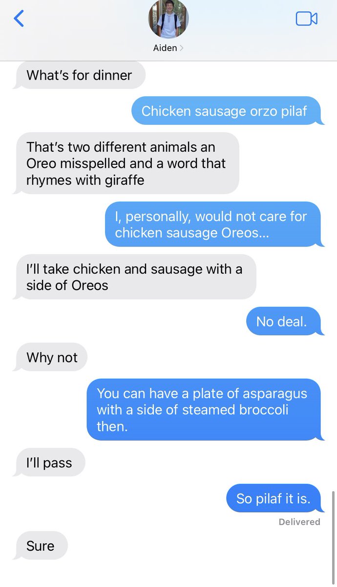 Dinner debate with my teenager. Mom: 1   Aiden:0