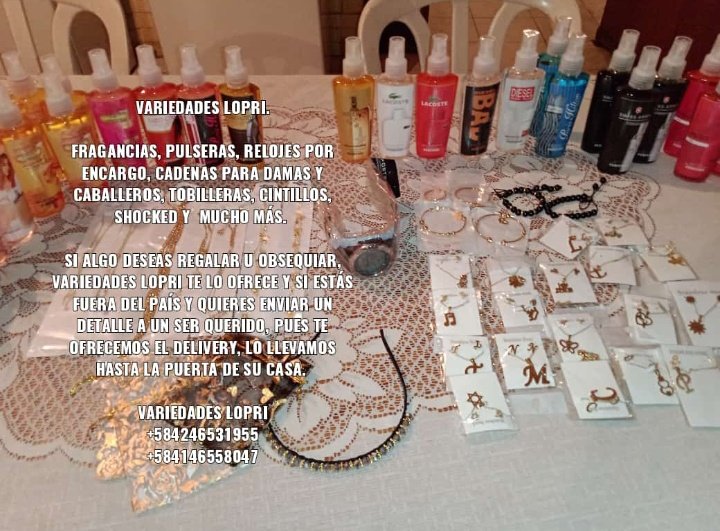 nelsonlopezp's tweet photo. PUBLICIDAD ACTIVA

Variedades LOPRI.

Fragancias, pulseras, relojes por encargo, cadenas para damas y caballeros, tobilleras, cintillos, shocked y  mucho más. 

Variedades LOPRI
+584246531955
+584146558047 https://t.co/0aPdMxyCXA