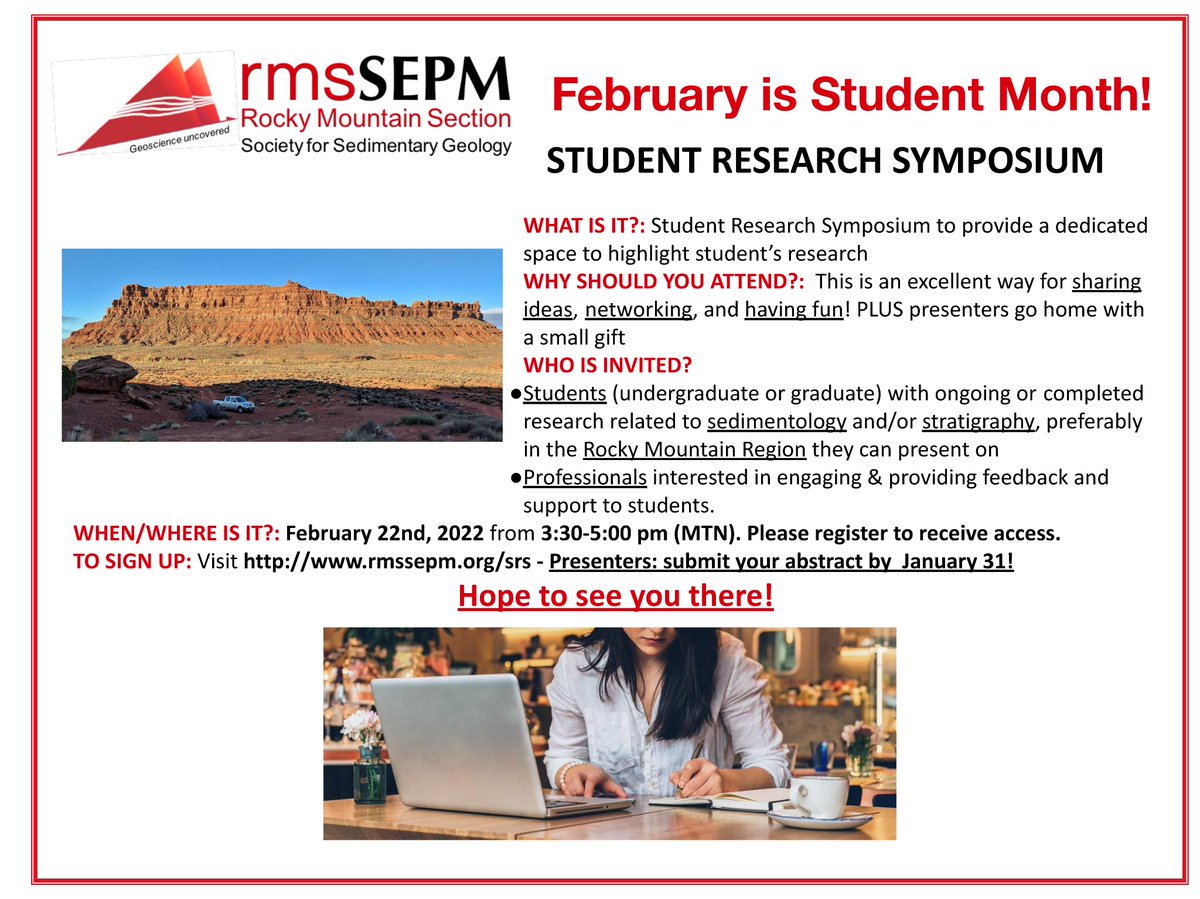 It's that time again. Please submit your abstracts to the RMS SEPM Student Research Symposium by January 31st. We had a great turn out last year and we will continue with the virtual format. Spread the word!