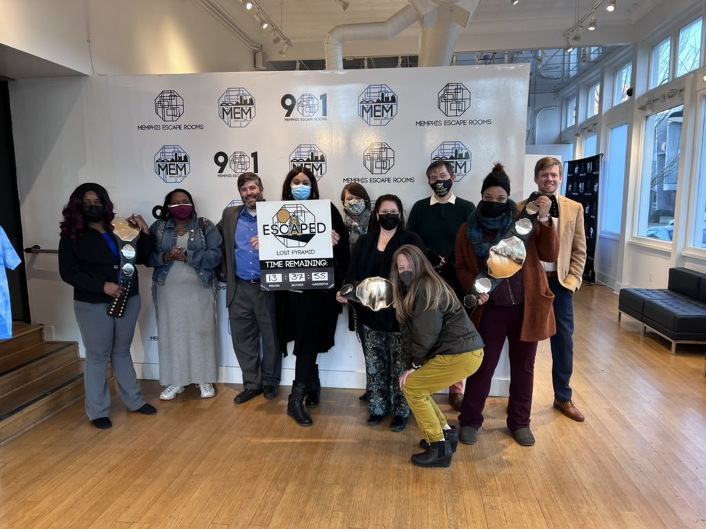 memphisworkcomp's tweet image. The @forthepeople Memphis WC year-end outing got delayed by COVID but we got to do it this afternoon and we escaped @MemEscapeRooms!