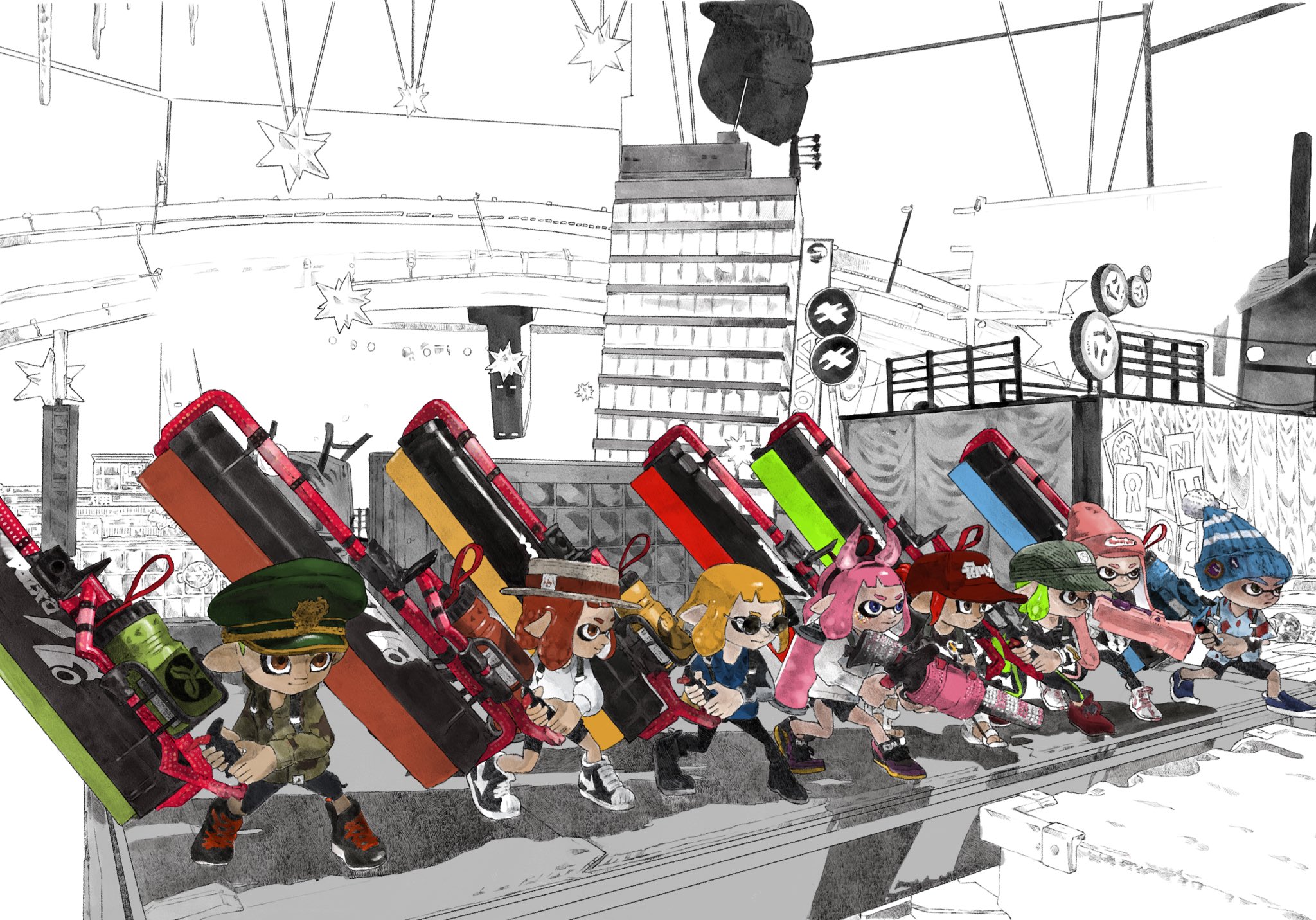 ししゃももどき おはようございます スプラトゥーン スプラトゥーン2 カーボンローラー イラスト イカちゃん タコちゃん 絵描きさんと繋がりたい 途中経過 T Co Hr3rcvhaa3 Twitter