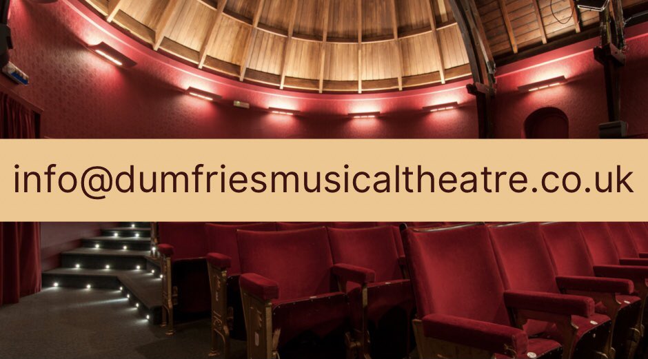 ✉️ New email address! ✉️

info@dumfriesmusicaltheatre.co.uk

Use this to get in contact with us about anything, including:
- membership
- upcoming productions
- theatre hire
- becoming a patron
- contacting the Committee
- any queries, questions or suggestions! 📣
