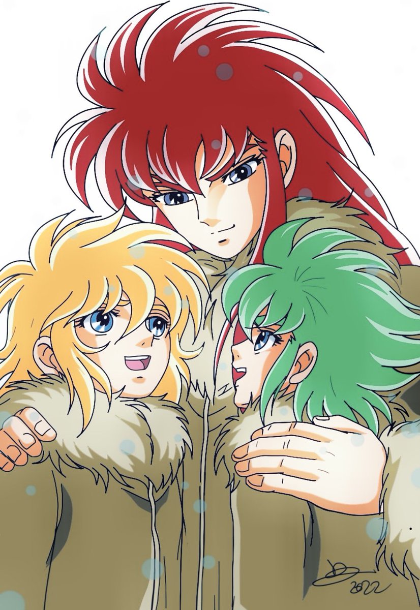 Damsartist1's tweet photo. #saintseiyafanart #Camus #Hyoga #Isaak #AyanaNishino #credit #illustration https://t.co/WWlpdrX1gd