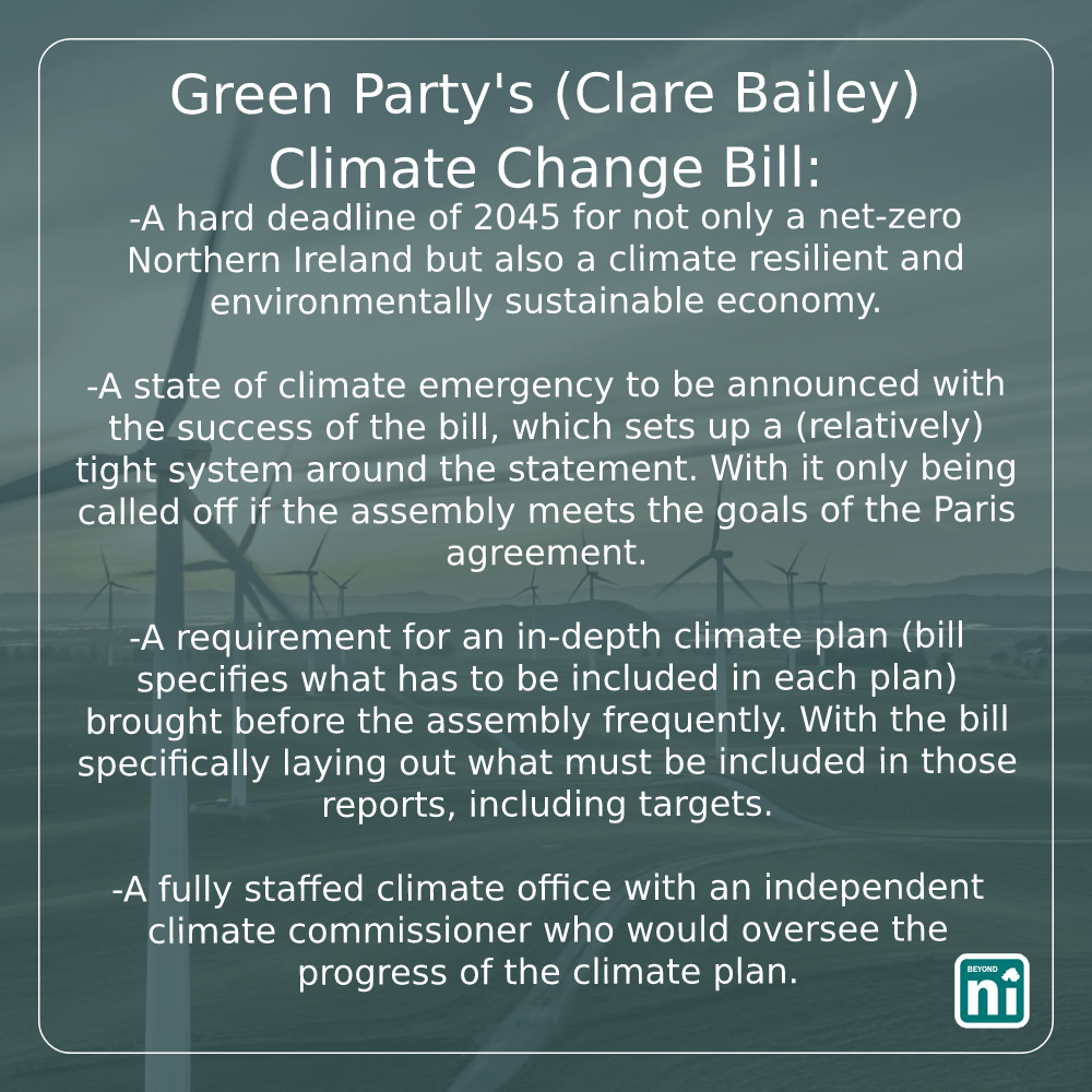 BeyondNi's tweet image. Comparison between Stormont's two Climate Change Bills:
