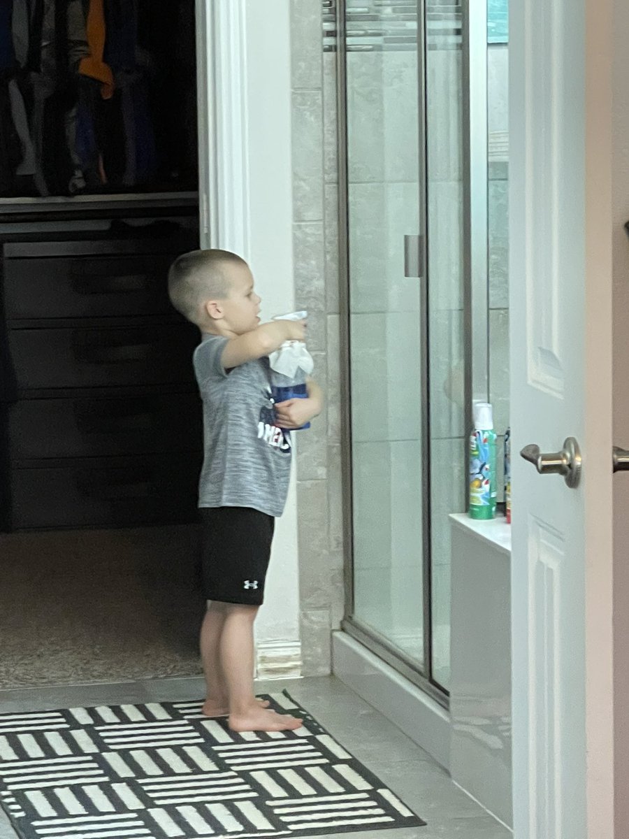 SportinThornton's tweet photo. Being an adult means cleaning on your day off. Being a mom means teaching your son to clean with you. 💙 #BondingExperience https://t.co/tUBIWhRhD3