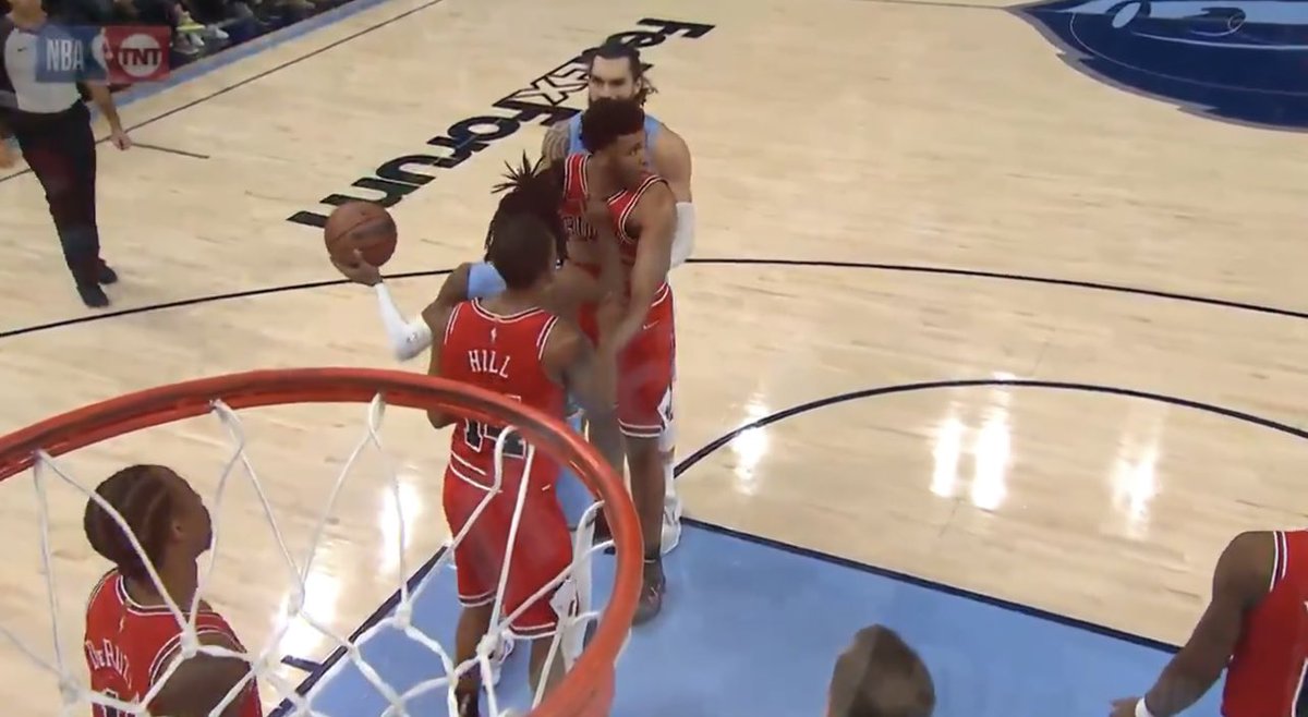 mollyhannahm's tweet photo. not to be dramatic but steven adams picking up tony bradley and carrying him away like a child after he gets into it with ja morant is the funniest thing i have ever seen https://t.co/XIOFLqFWjd
