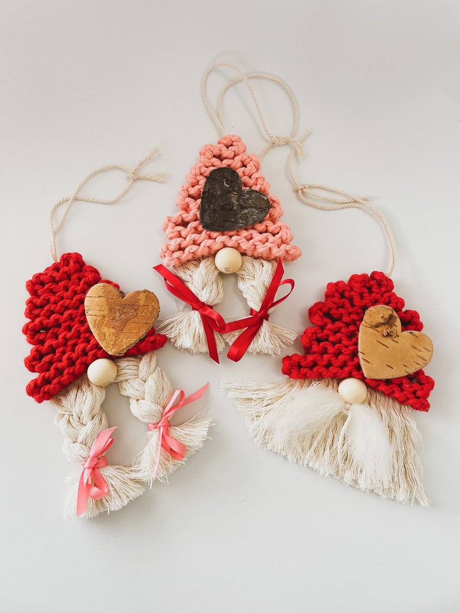 Limited edition Valentine’s Day gnomes. Handmade these can be used as car charms, essential oil diffusers, or window decor.