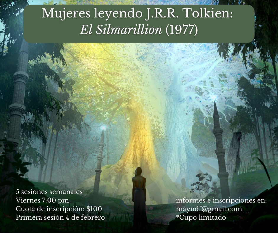 mayraconerre's tweet image. ¡En febrero se viene el inicio del círculo de lectura del Silmarillion! Si siempre habías querido leer este libro, pero la vida no te lo había permitido, este espacio puede ser para ti. ✨👀 Van a ser 5 sesiones los viernes a las 7pm por Google Meet.