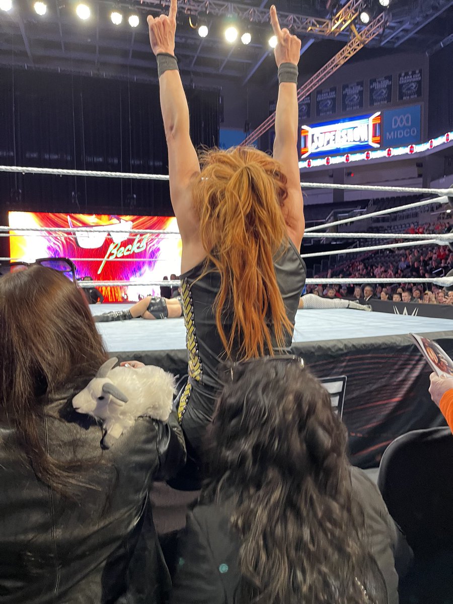mimon0007's tweet photo. @BeckyLynchWWE @WWE @YaOnlyLivvOnce @BiancaBelairWWE @DoudropWWE The GOAT is in town!!! 🐐🐐🧡🖤 https://t.co/TEy6BWM2Sq