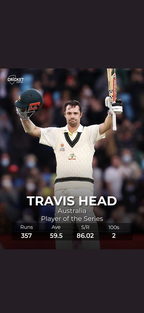 Barnzee_HSV's tweet photo. South Australian lad Travis Head won the Compton/Miller medal for being the player of the series #Ashes Congrats Trav &amp; well played. 4-0 win over the poms. https://t.co/ADvU0F3a4e