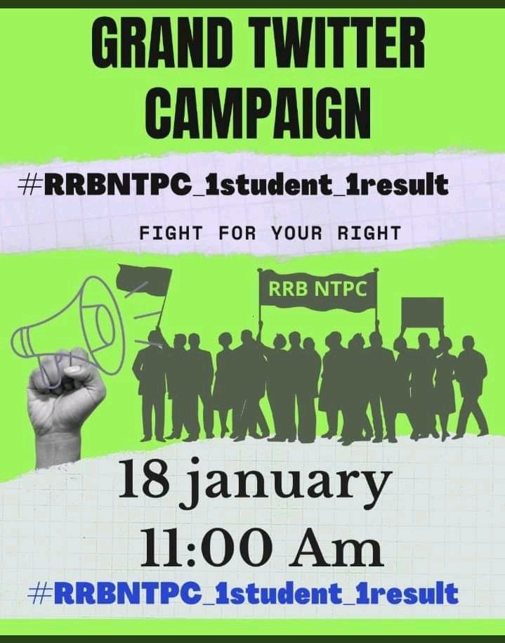 Every student must get proper opportunity to prove themselves.
Please give real 20 times result instead of faking that.
#RRBNTPC_1student_1result 
#RailwayMinister_HelpUs 
<a href="/AshwiniVaishnaw/">Ashwini Vaishnaw</a> 
We trust that our railway minister will understand the pain of students of his country