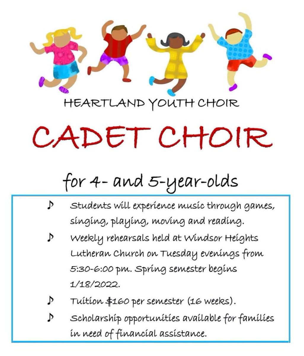 JoinHYC's tweet photo. Cadet Choir kicks off its spring semester tomorrow with Mrs. Bartemes. 
Come join the fun! 

Rehearsals take place at Windsor Heights Lutheran Church, 1240 66th St. Contact us with questions: office@joinhyc.org or 515-221-3922. https://t.co/Of5XMA0gL1