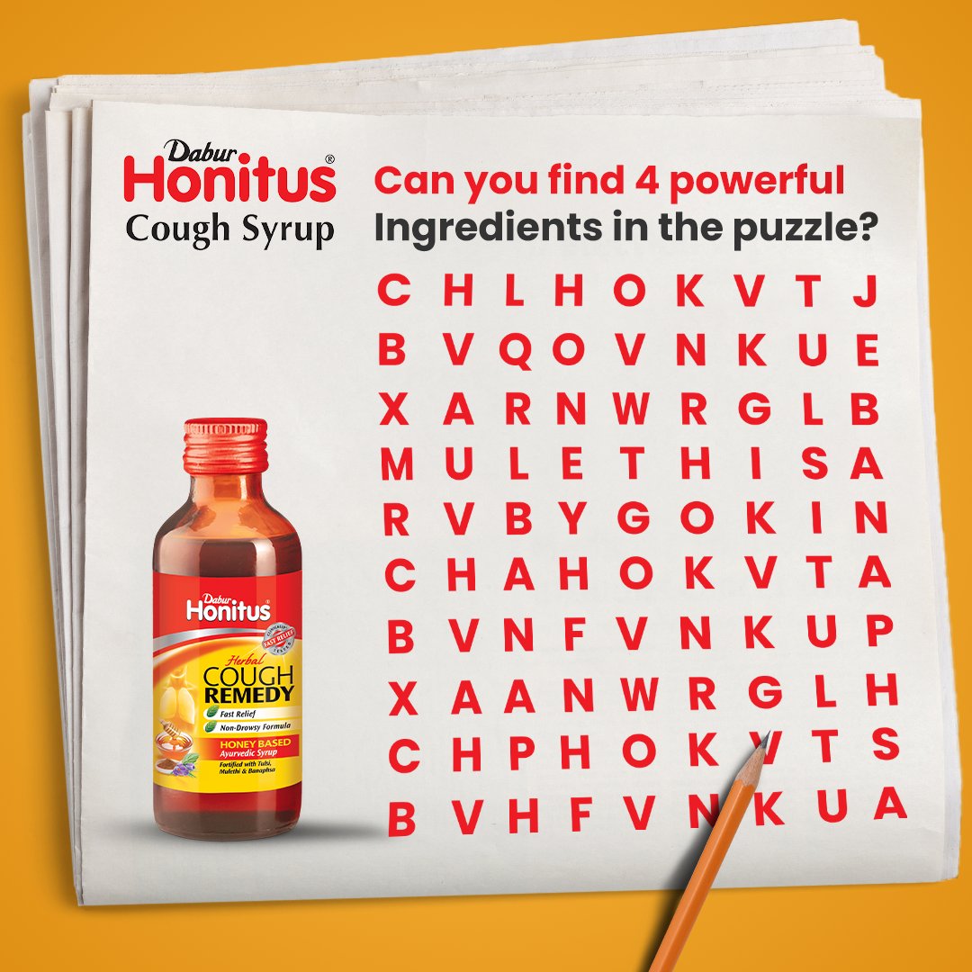 Put your thinking caps on and hit the comments with essential ingredients of Dabur Honitus that keep cold and cough away! 

Buy now : bit.ly/3xXtuEa

#dabur #honitus #coughremedy #nondrowsy #cough #throatirritation #relief #tulsi #mulethi #banaphsa #daburhonitus