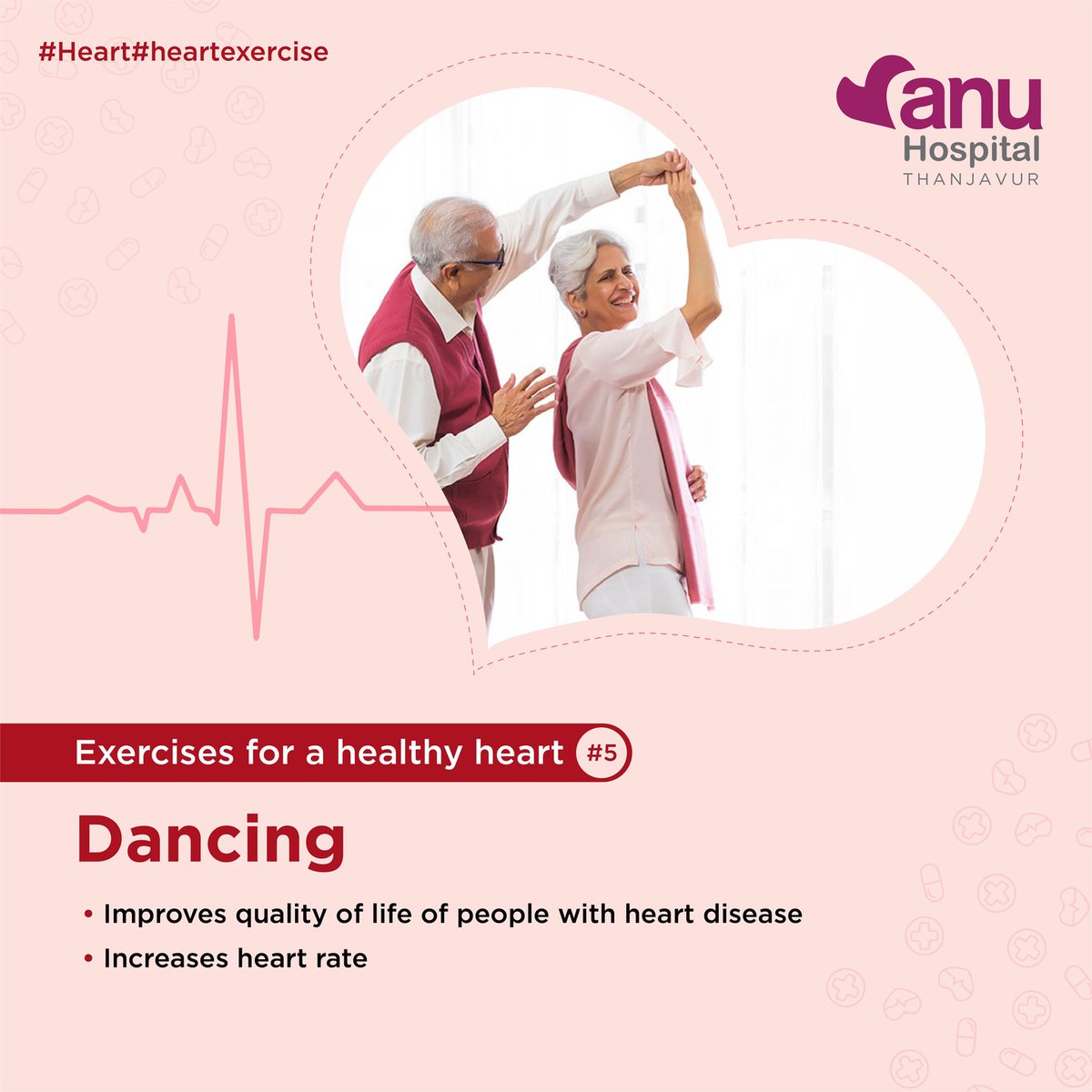 anu_hospitals's tweet image. #𝟓: 𝐃𝐚𝐧𝐜𝐢𝐧𝐠

Dancing can be a very demanding exercise. It helps people with the risk of heart failure improve their heart health and quality of life better than by biking or walking on a treadmill.

#Heart #heartexercise #dancing