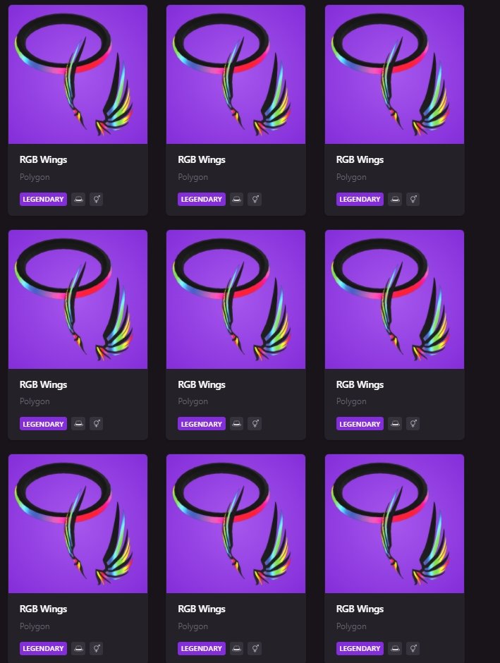 That incredible moment when you see the item you helped sponsor in game for the first time!  Many thanks to <a href="/MetaAnomalous/">AnomalousLTD.eth</a> for his superb work on the wings, and whole set!  MORE TO COME SOON!

Release party info to come soon!  See you in #Decentraland in my amazing RGB wings!