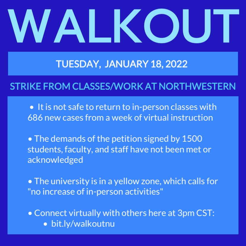 copsoutofNU's tweet photo. NUCNC SAYS… it’s time to walk out! shout out to CPS students for organizing walkouts this weekend. 

meeting the demands of the petition is the bare minimum for community care. since that hasn’t happened yet, 🚨IT’S TIME TO STRIKE!🚨 https://t.co/zi6OT1Tuux