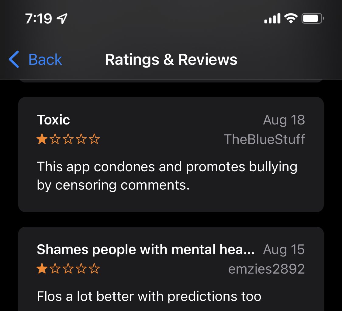 CinSin122's tweet photo. @GlowHQ  just thought I would share some of your stellar reviews on your Twitter! Suspended my account indefinitely because I reported name calling against me. Your mods need to be replaced. This is shameful https://t.co/qpamRgjbpc