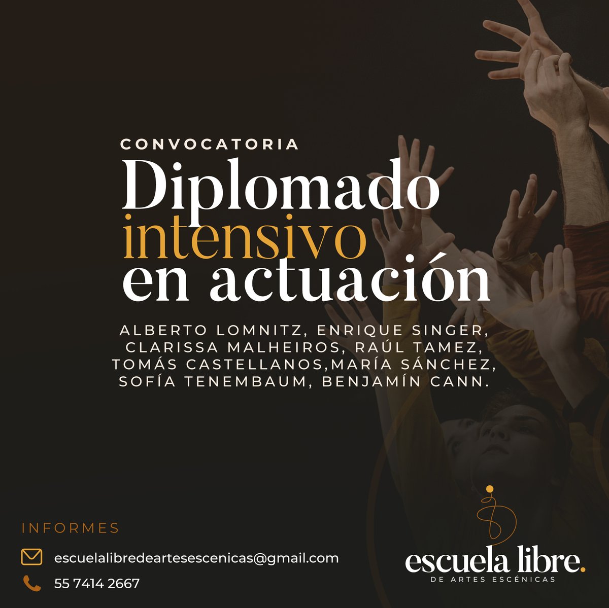 elae_mx's tweet photo. #CONVOCATORIAABIERTA | La Escuela Libre de Artes Escénicas convoca a las personas interesadas en inscribirse al Diplomado intensivo en actuación. 400 hrs de clases + una puesta en escena al finalizar. #NosVemosEnEscena 
⚡Info: https://t.co/mEh5w1d6lc https://t.co/Wda3vBJcZW