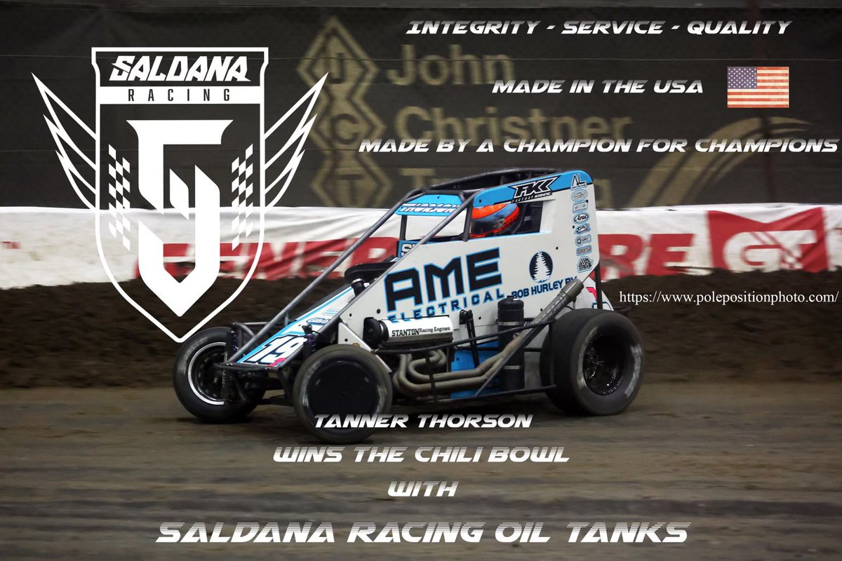 Congratulations <a href="/Tanner_Thorson/">Tanner Thorson</a> and your <a href="/RUMotorsports/">Reinbold/Underwood Motorsports</a> team.Thank you for letting us be a small part in your huge achievement 👊🏼🤓 #ChiliBowl2022 CHAMPION 🏁